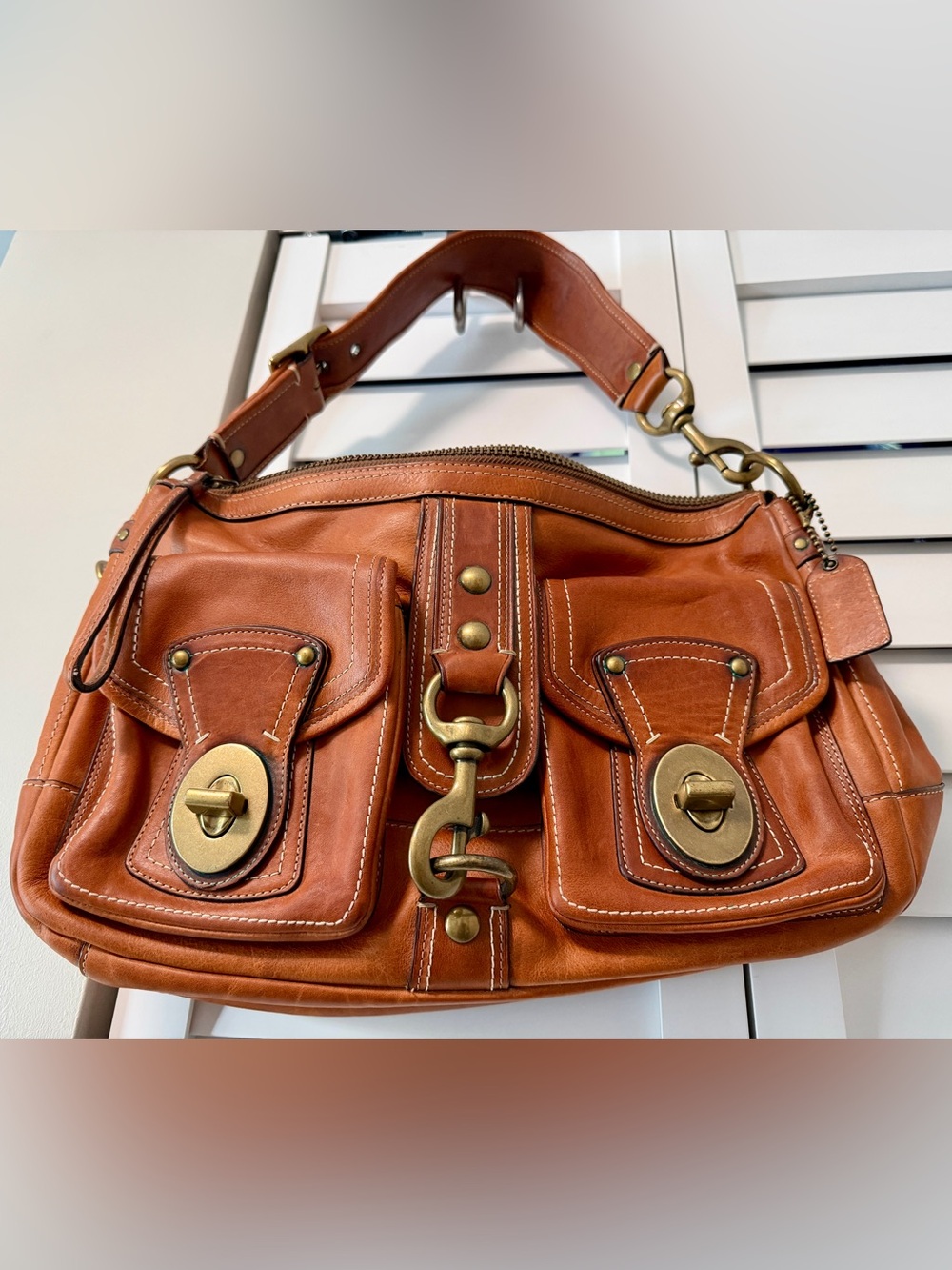 Coach 65th Anniversary Mandy Satchel Shoulder Bag w/Legacy Stripe lining - Picture 14 of 15